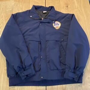 80's Beer Unitog vintage Miller Lite‎ Quilted Blue Xl Jacket 80's RARE